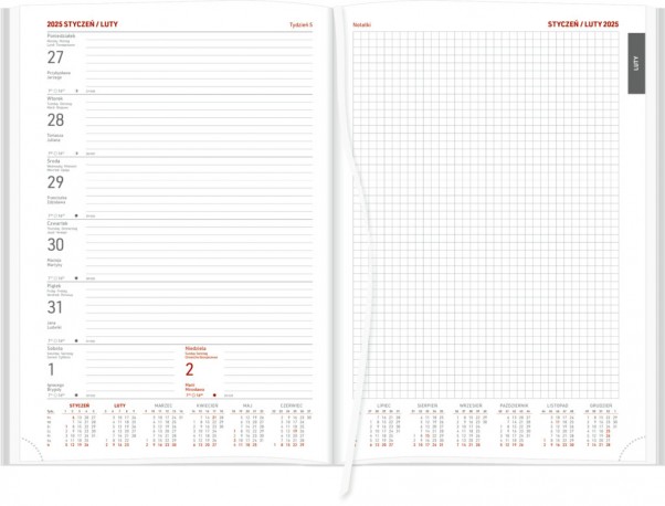 WN A4 NR202 Organizer A4, skóra naturalna, tygodniowy/tygodniowy z notesem